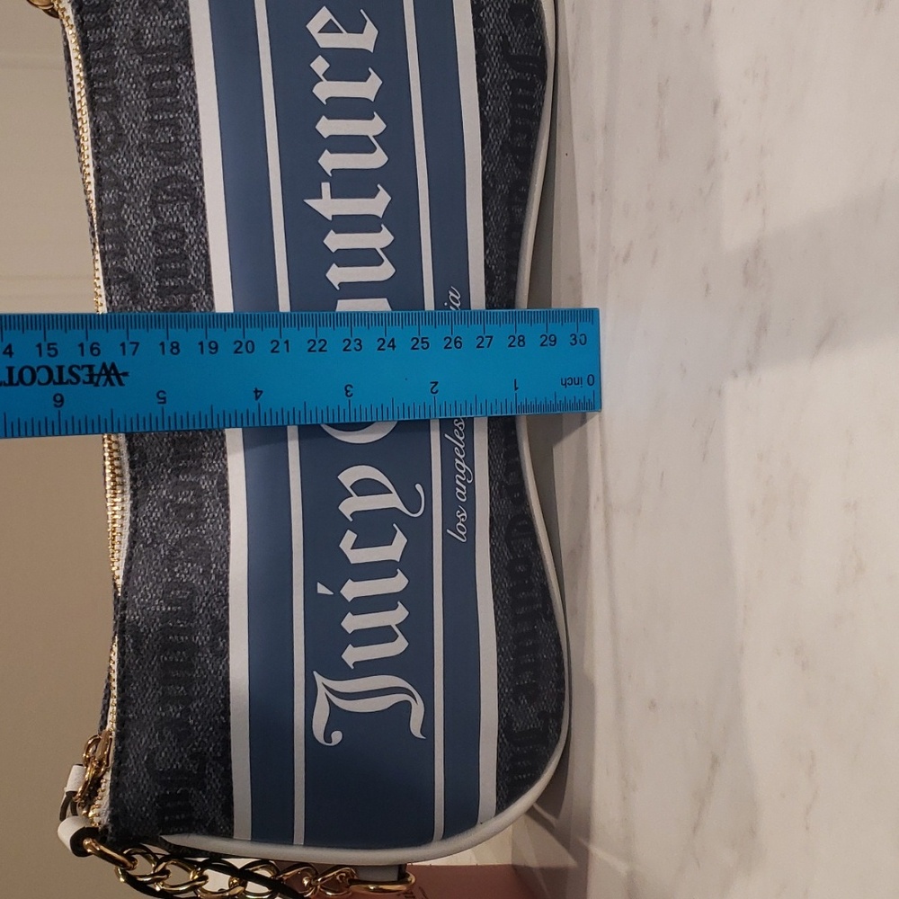 Juicy Couture NWT Blue/ White Status Denim Shoulder Bag 10.5" W × 5.5" H - Picture 6 of 6